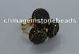 NGR296 14mm - 16mm coin plated druzy agate gemstone rings