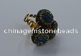 NGR297 14mm - 16mm coin plated druzy agate gemstone rings