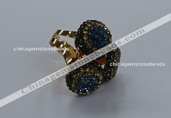 NGR297 14mm - 16mm coin plated druzy agate gemstone rings