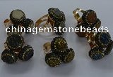 NGR299 14mm - 16mm coin plated druzy agate gemstone rings