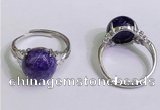 NGR3007 925 sterling silver with 12mm flat  round charoite rings