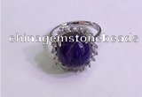 NGR3008 925 sterling silver with 12mm flat  round charoite rings