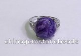 NGR3010 925 sterling silver with 14mm flat  round charoite rings