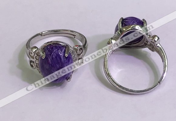 NGR3022 925 sterling silver with 10*12mm oval charoite rings