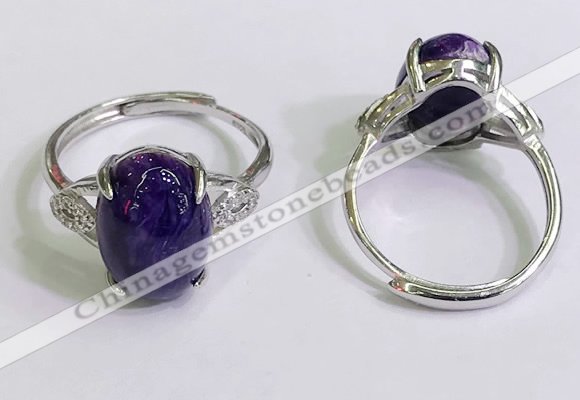 NGR3026 925 sterling silver with 10*14mm oval charoite rings