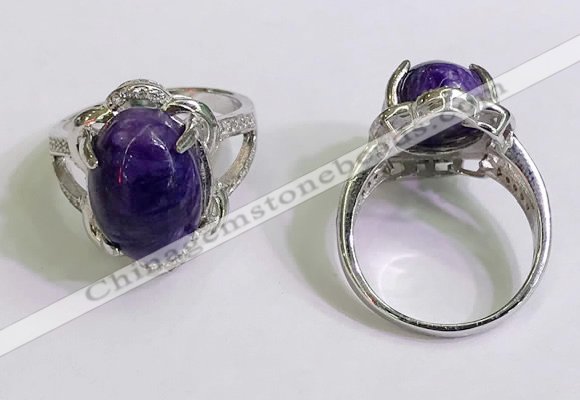 NGR3030 925 sterling silver with 10*14mm oval charoite rings