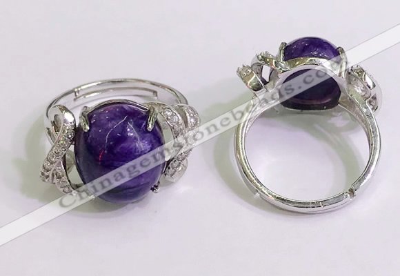 NGR3039 925 sterling silver with 12*14mm oval charoite rings