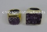 NGR311 25*40mm - 30*35mm freeform druzy amethyst gemstone rings