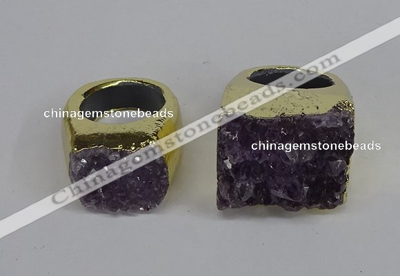 NGR311 25*40mm - 30*35mm freeform druzy amethyst gemstone rings