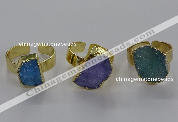 NGR315 10*14mm - 13*18mm freeform druzy agate gemstone rings