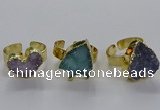 NGR321 14*15mm - 15*18mm heart druzy agate gemstone rings