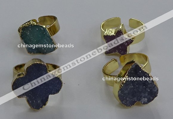 NGR323 10*14mm - 18*20mm freeform druzy agate gemstone rings