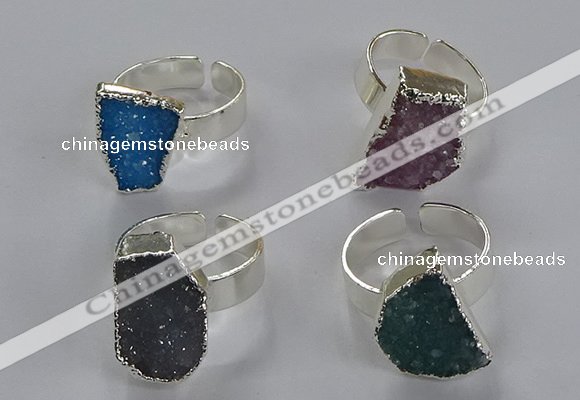 NGR325 13*18mm - 15*20mm freeform druzy agate gemstone rings