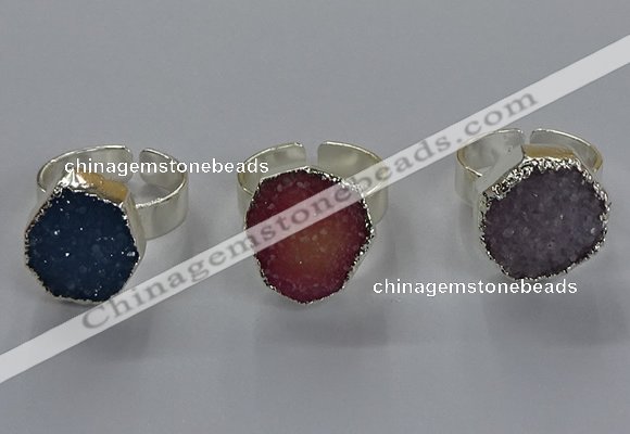 NGR327 16*18mm - 18*20mm freeform druzy agate gemstone rings