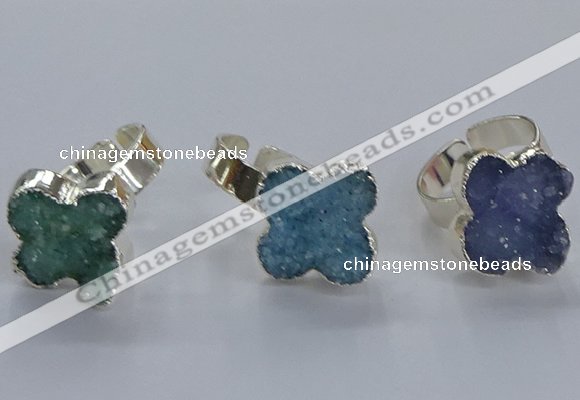 NGR329 18*18mm - 20*20mm flower druzy agate gemstone rings