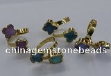 NGR343 14*14mm - 16*16mm flower druzy agate gemstone rings