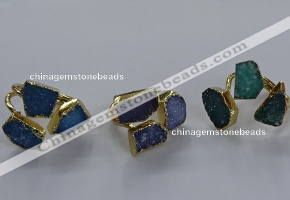 NGR349 10*14mm - 12*16mm freeform druzy agate gemstone rings
