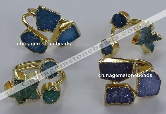 NGR353 8mm - 15*16mm freeform druzy agate gemstone rings