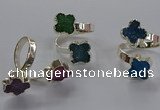 NGR357 15*15mm - 16*16mm flower druzy agate rings wholesale