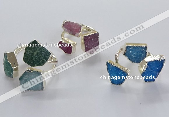 NGR363 10*14mm - 12*16mm freeform druzy agate rings wholesale