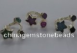 NGR365 8mm coin & 15*16mm star druzy agate rings wholesale