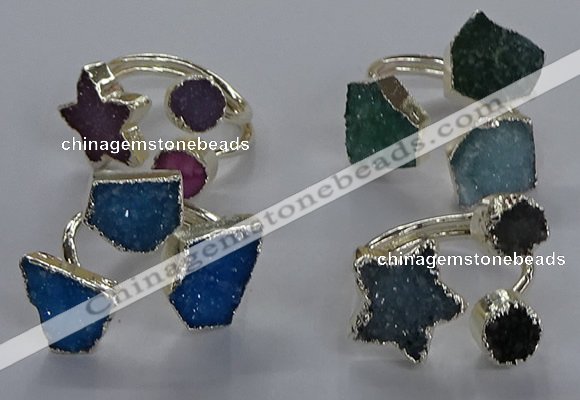 NGR367 8mm - 15*16mm freeform druzy agate rings wholesale