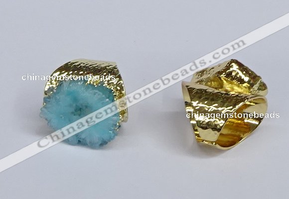 NGR387 18*25mm - 22*28mm freeform druzy agate gemstone rings