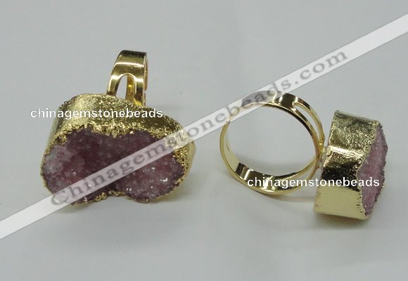 NGR53 18*25mm - 20*30mm freeform plated druzy agate rings