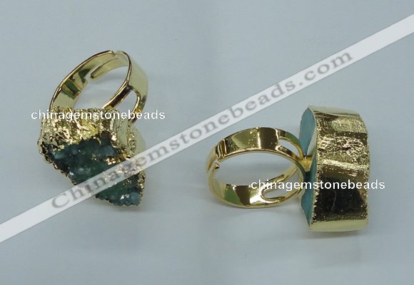 NGR55 18*25mm - 20*30mm freeform plated druzy agate rings