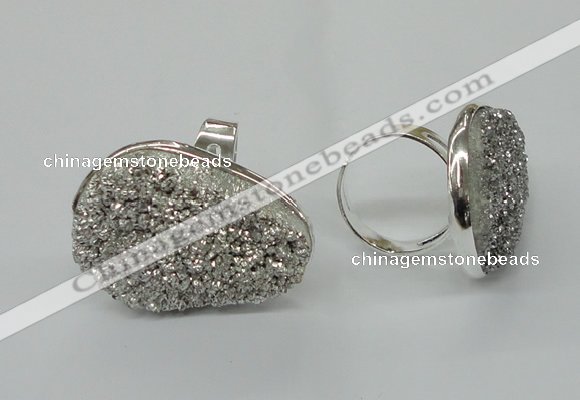 NGR60 25*30mm - 30*40mm freeform plated druzy agate rings