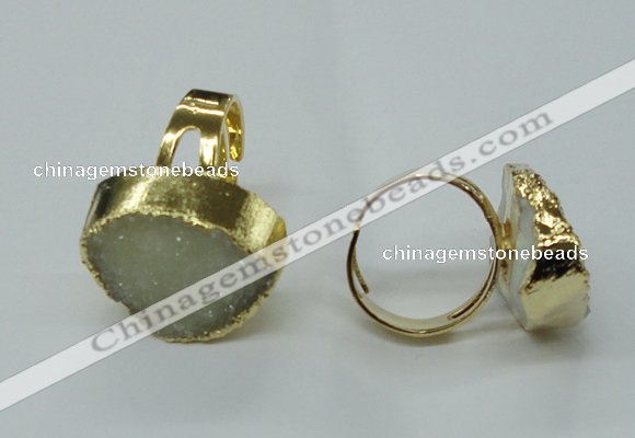 NGR65 15*20mm - 18*25mm freeform plated druzy agate rings