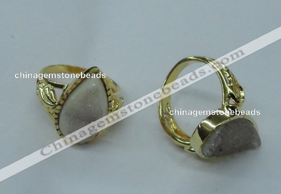 NGR68 12*16mm - 13*18mm freeform plated druzy agate rings