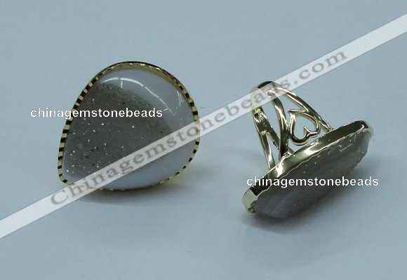 NGR69 15*20mm - 20*25mm freeform plated druzy agate rings