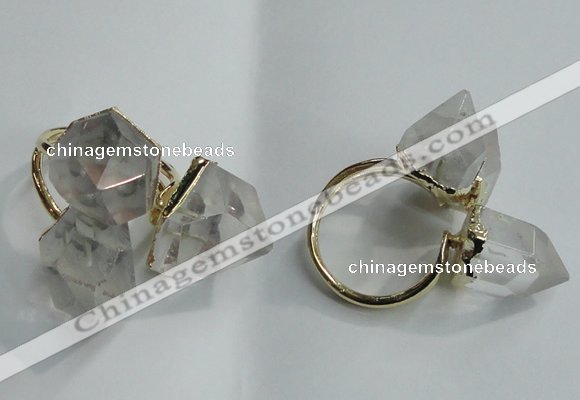 NGR75 13*18mm - 15*20mm faceted nuggets white crystal rings