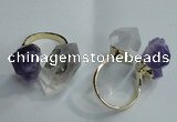 NGR77 13*18mm - 15*25mm faceted nuggets white crystal & amethyst rings