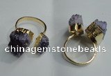 NGR78 13*18mm - 18*25mm nuggets druzy amethyst gemstone rings