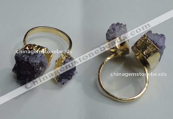 NGR78 13*18mm - 18*25mm nuggets druzy amethyst gemstone rings