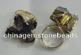 NGR81 18*25mm - 25*30mm butterfly druzy amethyst gemstone rings