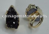 NGR82 20*25mm - 20*30mm freeform druzy amethyst gemstone rings