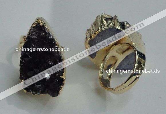 NGR82 20*25mm - 20*30mm freeform druzy amethyst gemstone rings