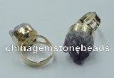 NGR85 12*16mm - 18*20mm freeform druzy amethyst gemstone rings