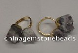 NGR87 15*20mm - 18*25mm nuggets druzy amethyst gemstone rings