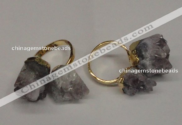 NGR87 15*20mm - 18*25mm nuggets druzy amethyst gemstone rings