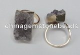 NGR89 15*25mm - 18*28mm freeform druzy amethyst gemstone rings