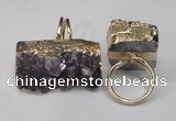 NGR90 22*30mm - 20*40mm freeform druzy amethyst gemstone rings