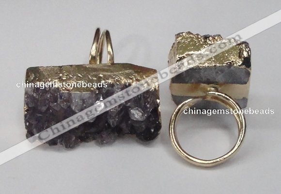 NGR90 22*30mm - 20*40mm freeform druzy amethyst gemstone rings