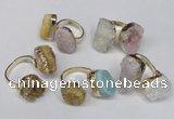 NGR92 15*20mm - 18*25mm freeform plated agate druzy rings