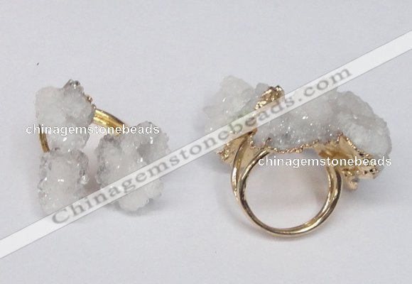 NGR95 15*20mm - 20*25mm nuggets plated druzy quartz rings