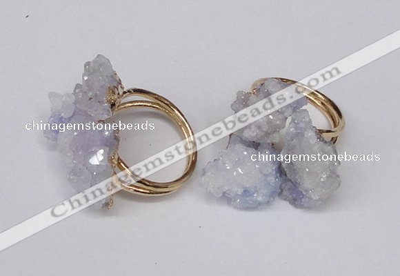 NGR96 15*20mm - 20*25mm nuggets plated druzy quartz rings