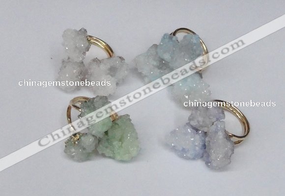 NGR99 15*20mm - 20*25mm nuggets plated druzy quartz rings